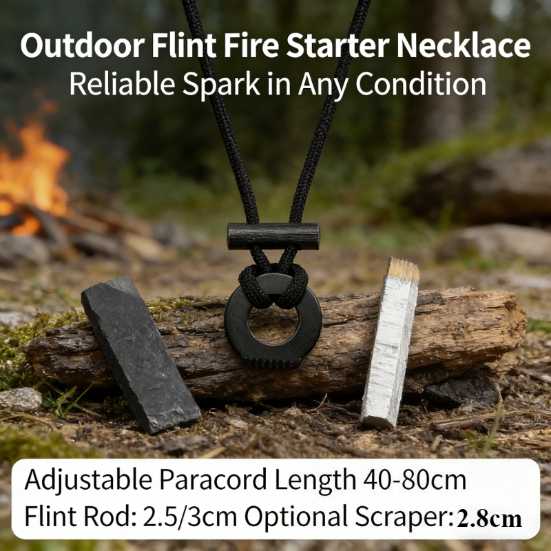 Ferro Rod Striker - New Portable Paracord Survival Necklace Integrated