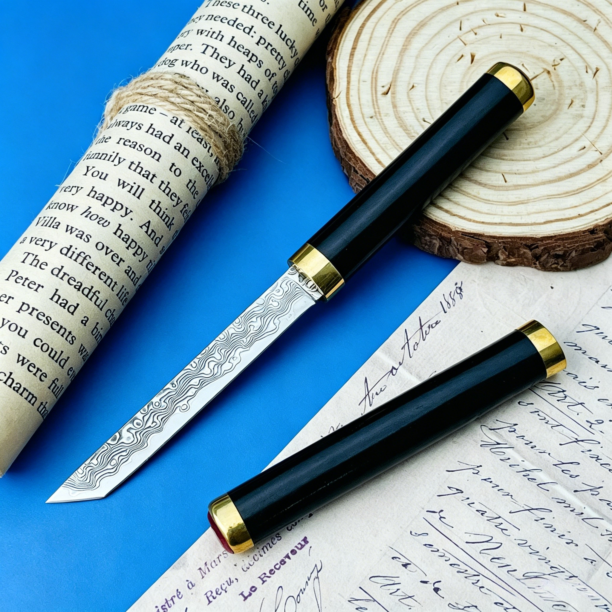 Edc Carry For Men - Everyday Carry Fixed-Blade Knife, Damascus Steel