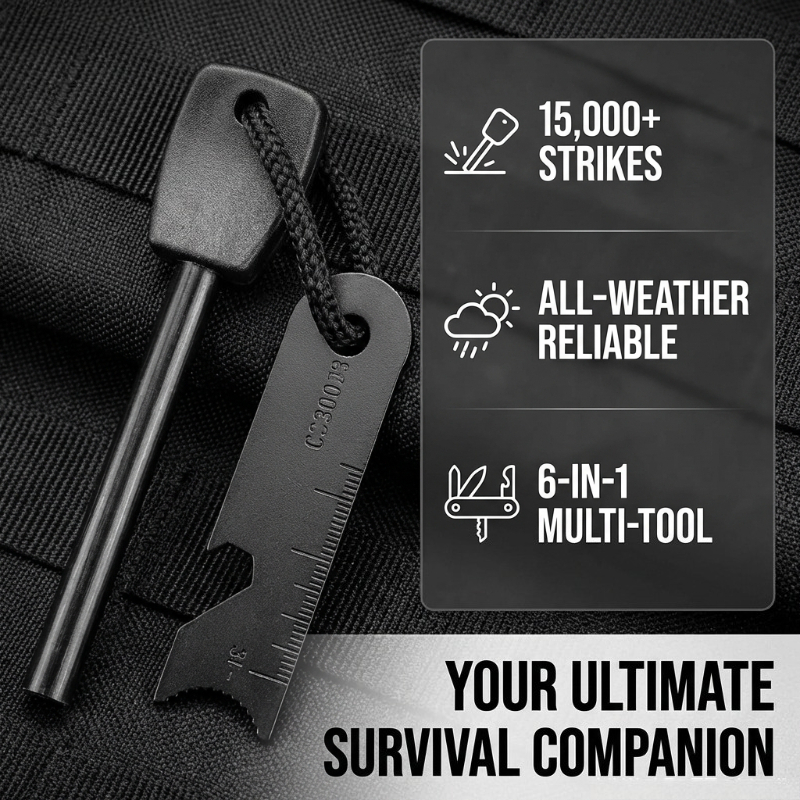 Multi-Function Wooden Handle M - Ferro Rod Striker avaliação e preço