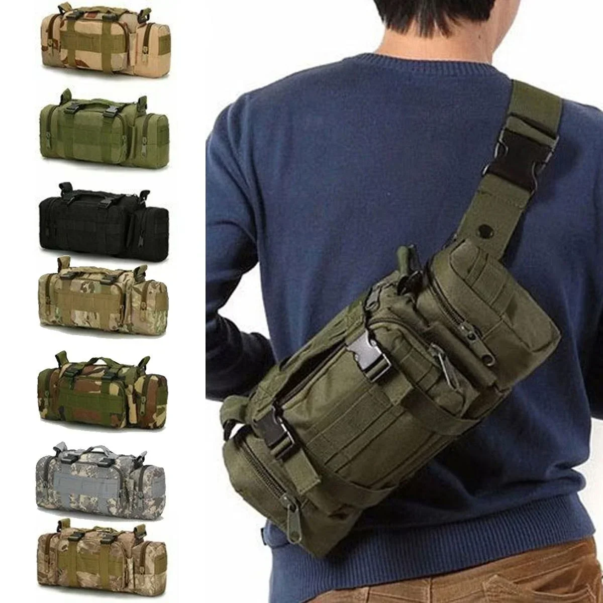 Duffel Waist Bag Molle Waterpr - Edc Carry For Men avaliação e preço