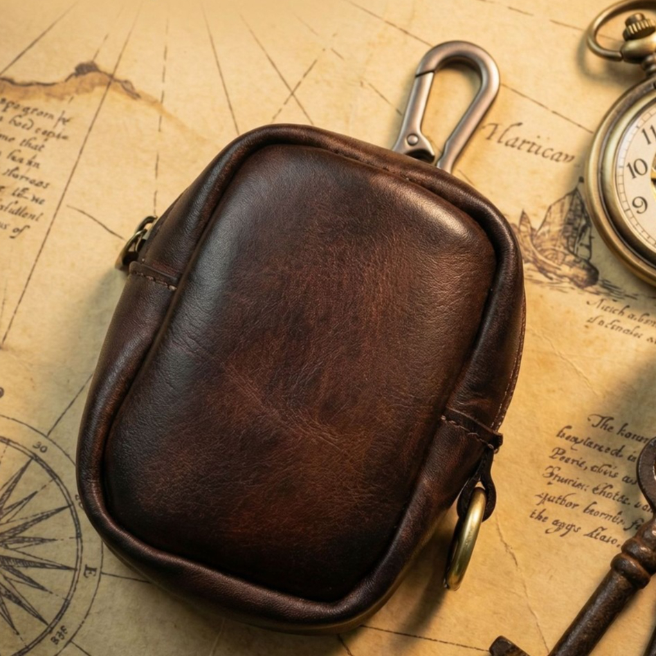 Rugged Vintage Leather Mini Cl - Edc Carry Coins avaliação e preço