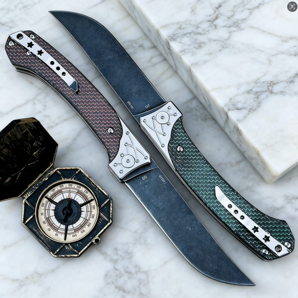 D2 Steel Folding Knife with Ca - Edc Every Day Carry おもちゃ avaliação e preço